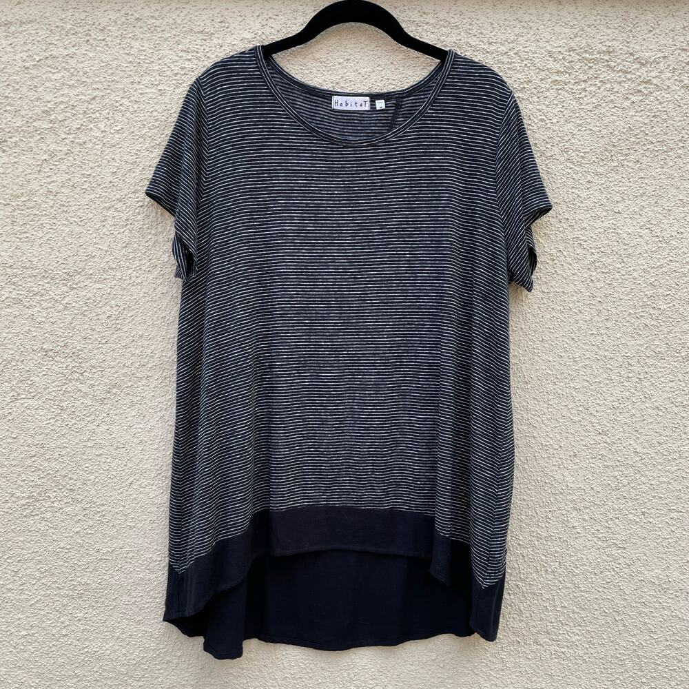 Habitat Black & White Loose Fit Tee Faux Wrap M